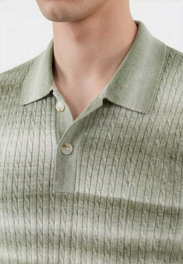 Ciszere Gabe Knitted Polo Striped Green