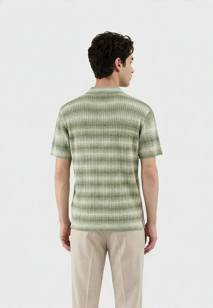 Ciszere Gabe Knitted Polo Striped Green