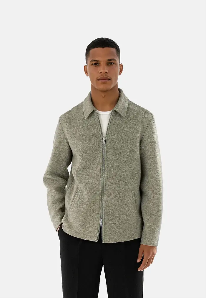 Ciszere Fred Boucle Overshirt Dusty Sage Green