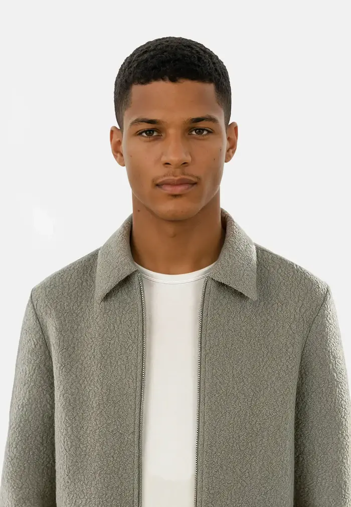 Ciszere Fred Boucle Overshirt Dusty Sage Green