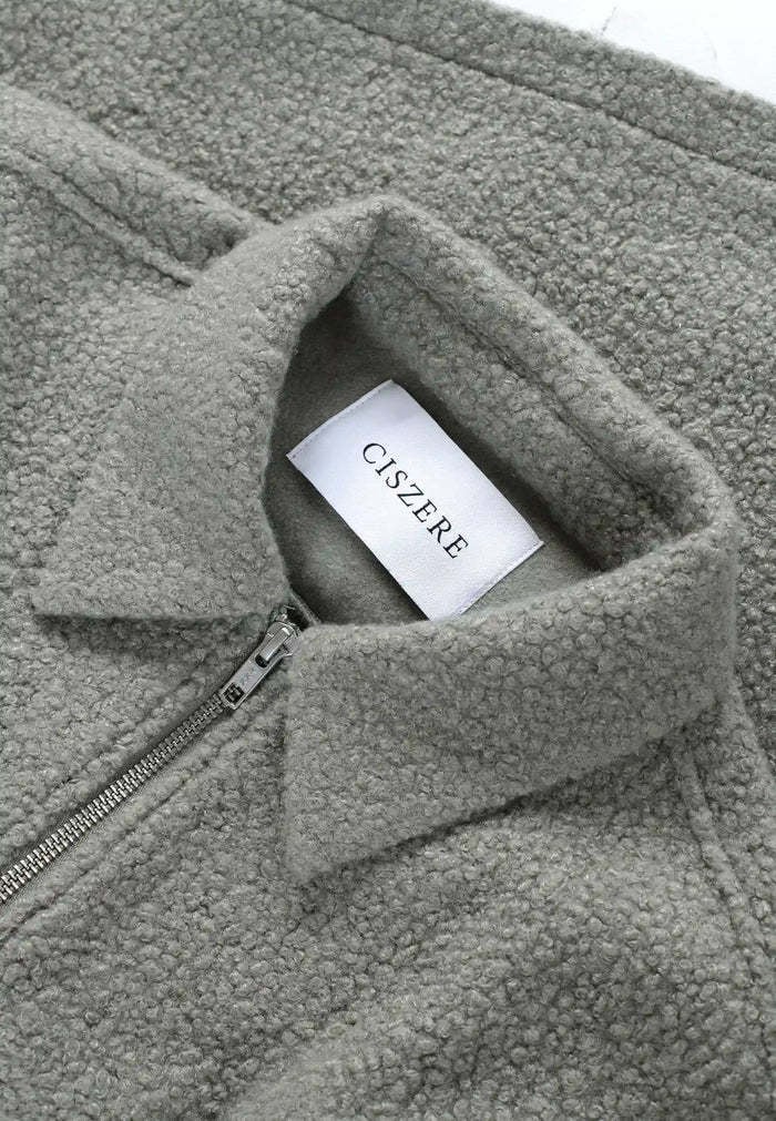 Ciszere Fred Boucle Overshirt Dusty Sage Green