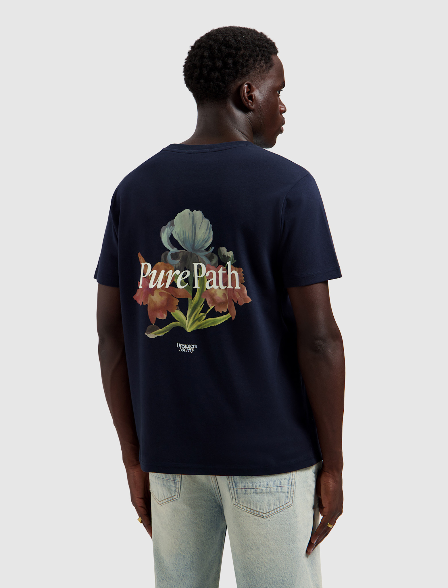 Pure Path 26010116 Trio Of Flowers Tee Dark Navy