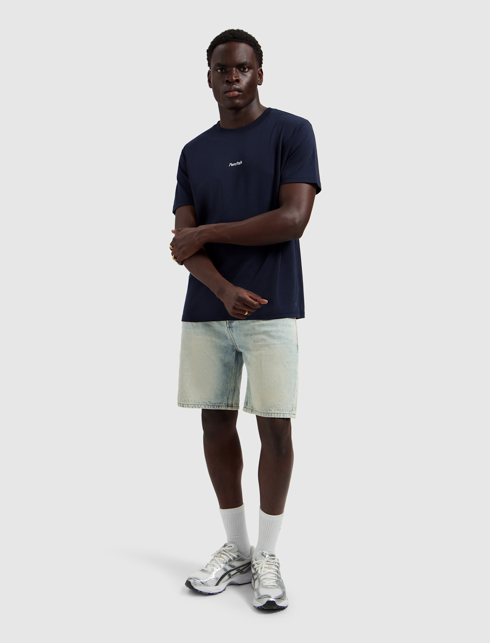 Pure Path 26010116 Trio Of Flowers Tee Dark Navy