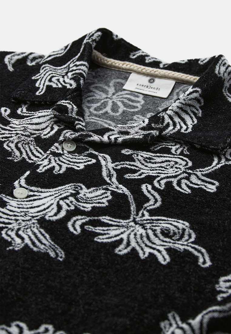 Anerkjendt Leander Frotte Jacquard S/S 902258 Shirt Caviar