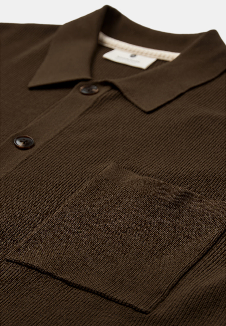 Anerkjendt Vilhelm Needle Rib Knitted Shirt 902192  Teak Brown