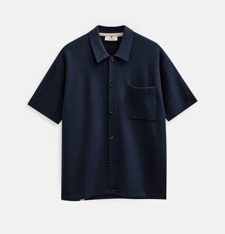 Anerkjendt Vilhelm Needle Rib Knitted Shirt 902192 Sky Captain