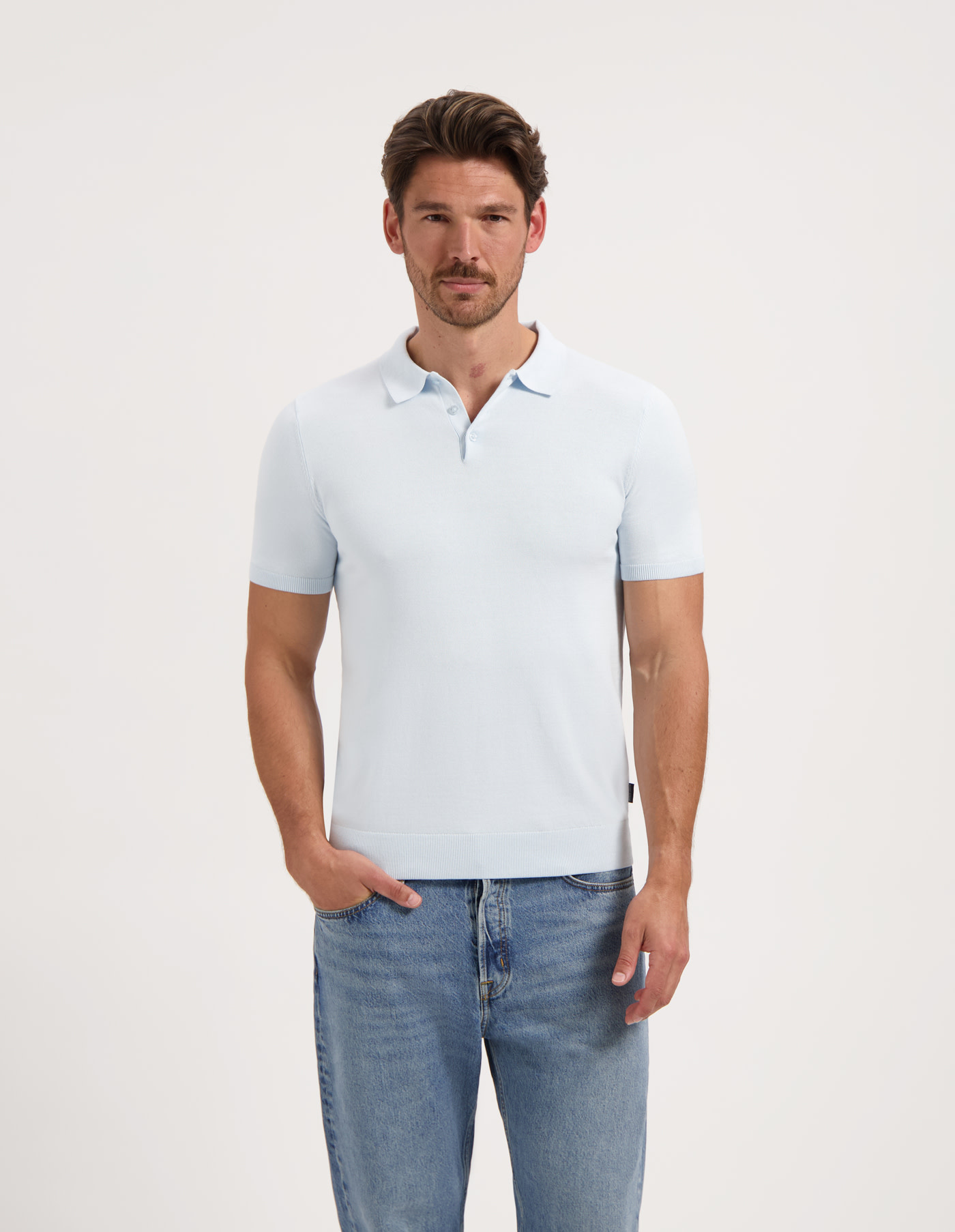Saint Steve Chris Knitted Polo Misty Blue