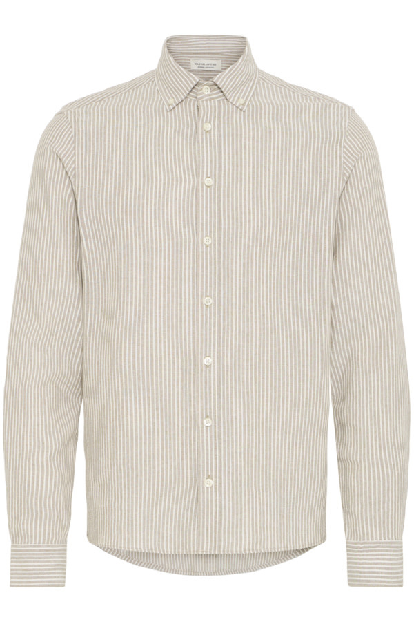 Casual Friday Hanes L/S Striped Linen Mix Shirt 170510 Silver Sage