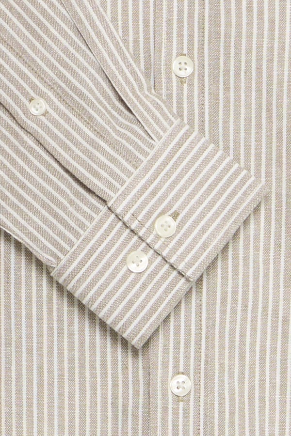 Casual Friday Hanes L/S Striped Linen Mix Shirt 170510 Silver Sage