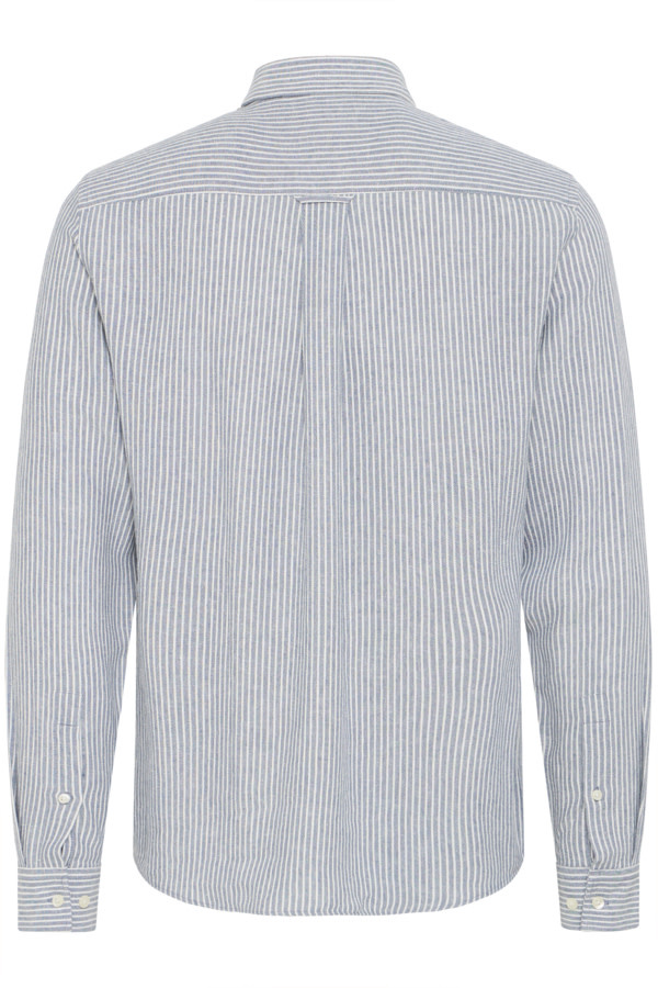 Casual Friday Hanes L/S Striped Linen Mix Shirt 1840281 Bearing Sea