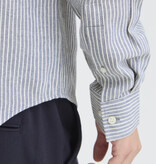 Casual Friday Hanes L/S Striped Linen Mix Shirt 1840281 Bearing Sea