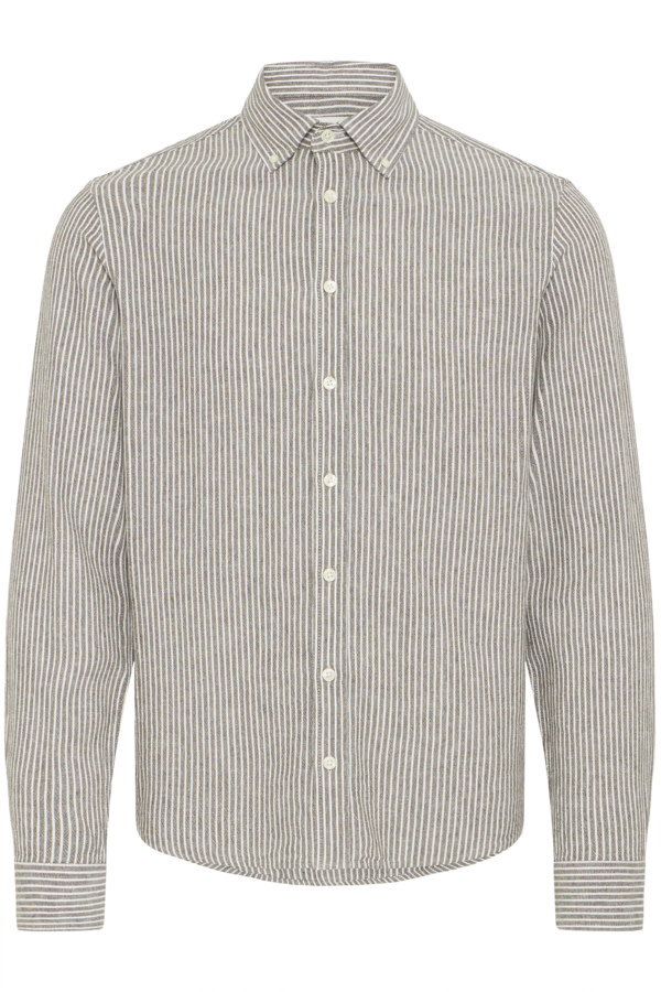 Casual Friday 20506123 Hanes L/S Striped Linen Mix Shirt 1908101 Major Brown