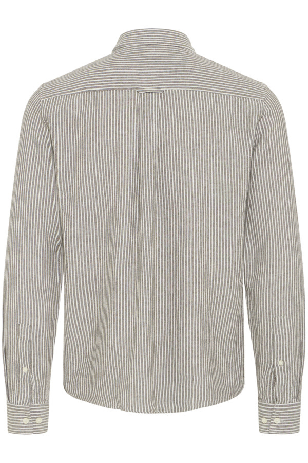 Casual Friday 20506123 Hanes L/S Striped Linen Mix Shirt 1908101 Major Brown
