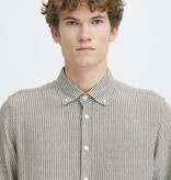 Casual Friday 20506123 Hanes L/S Striped Linen Mix Shirt 1908101 Major Brown
