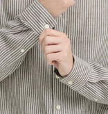 Casual Friday 20506123 Hanes L/S Striped Linen Mix Shirt 1908101 Major Brown