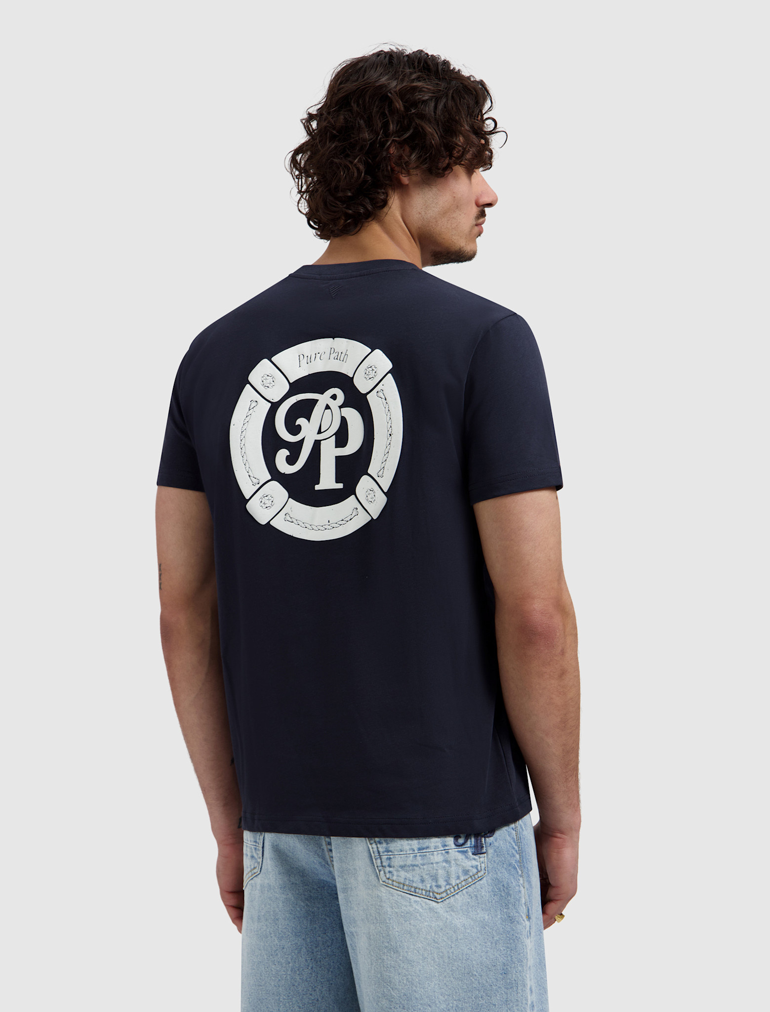 Pure Path 26020101 Buoy Initials Tee Dark Navy
