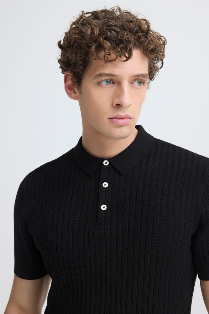 Casual Friday Casual Friday 20505091 Karl Structured Knit Polo 193911 Black