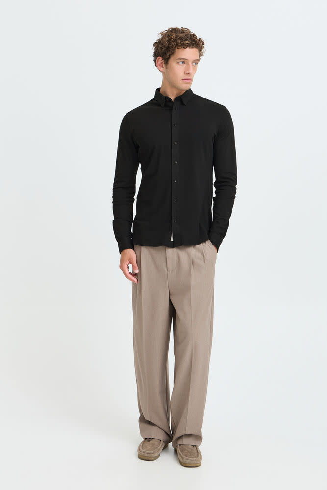 Casual Friday Casual Friday 20505281 Arthur L/S Jersey Piquet Shirt 193911 Black