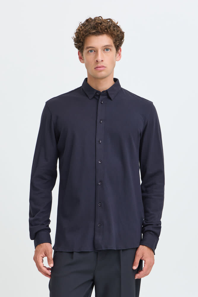 Casual Friday Casual Friday 20505281 Arthur L/S Jersey Piquet Shirt 194013 Dark Navy