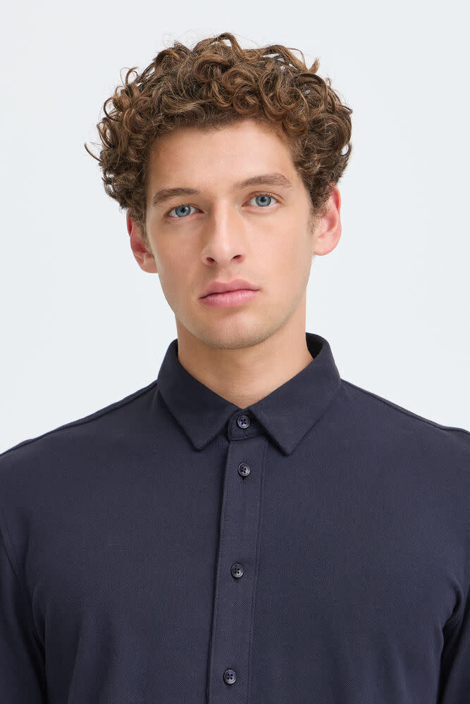 Casual Friday Casual Friday 20505281 Arthur L/S Jersey Piquet Shirt 194013 Dark Navy