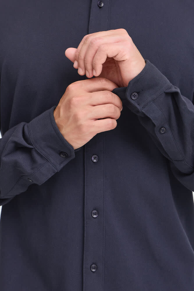 Casual Friday Casual Friday 20505281 Arthur L/S Jersey Piquet Shirt 194013 Dark Navy