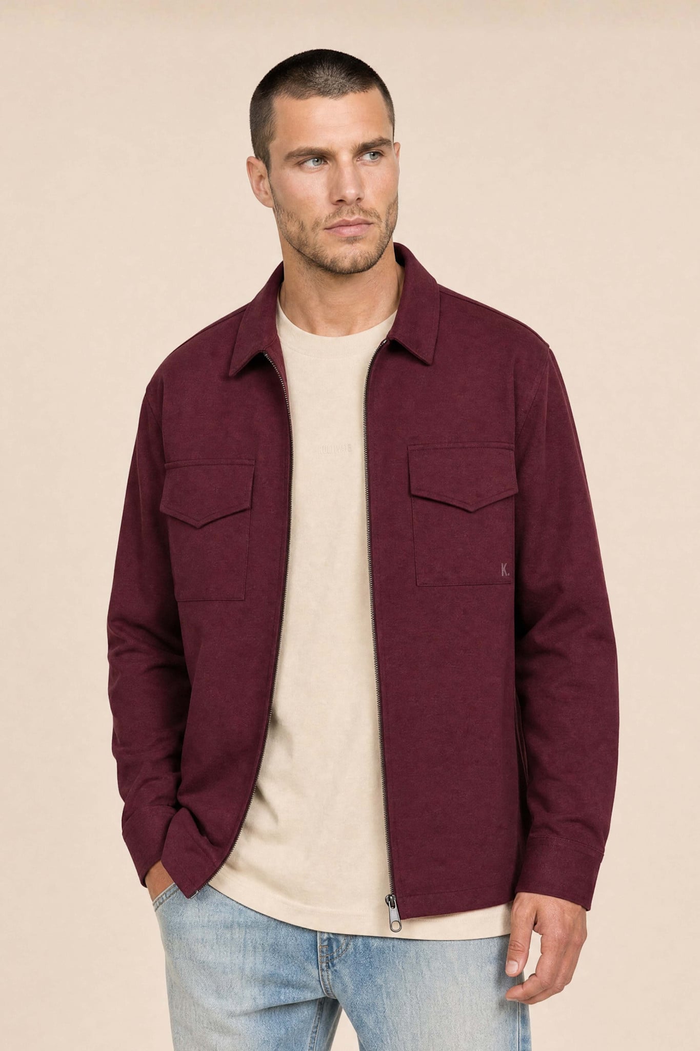 Kultivate Luxury Zip Overshirt Fig