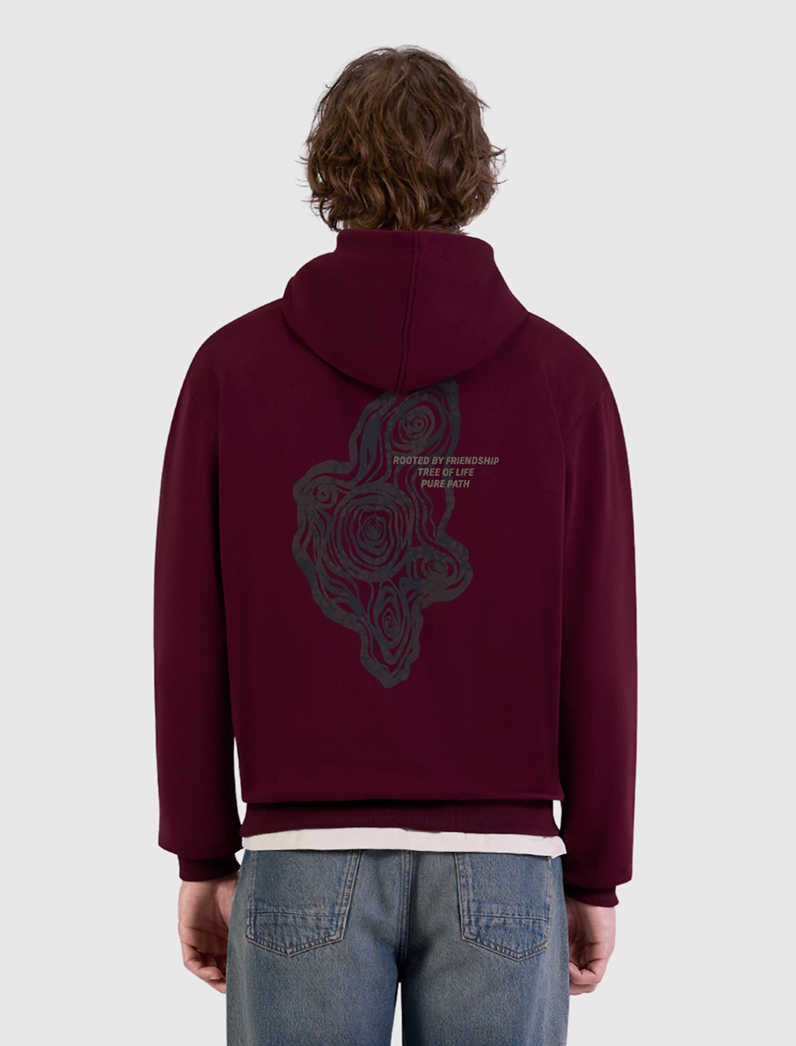 Pure Path 26030306 Tree Trunk Hoodie Wine Red