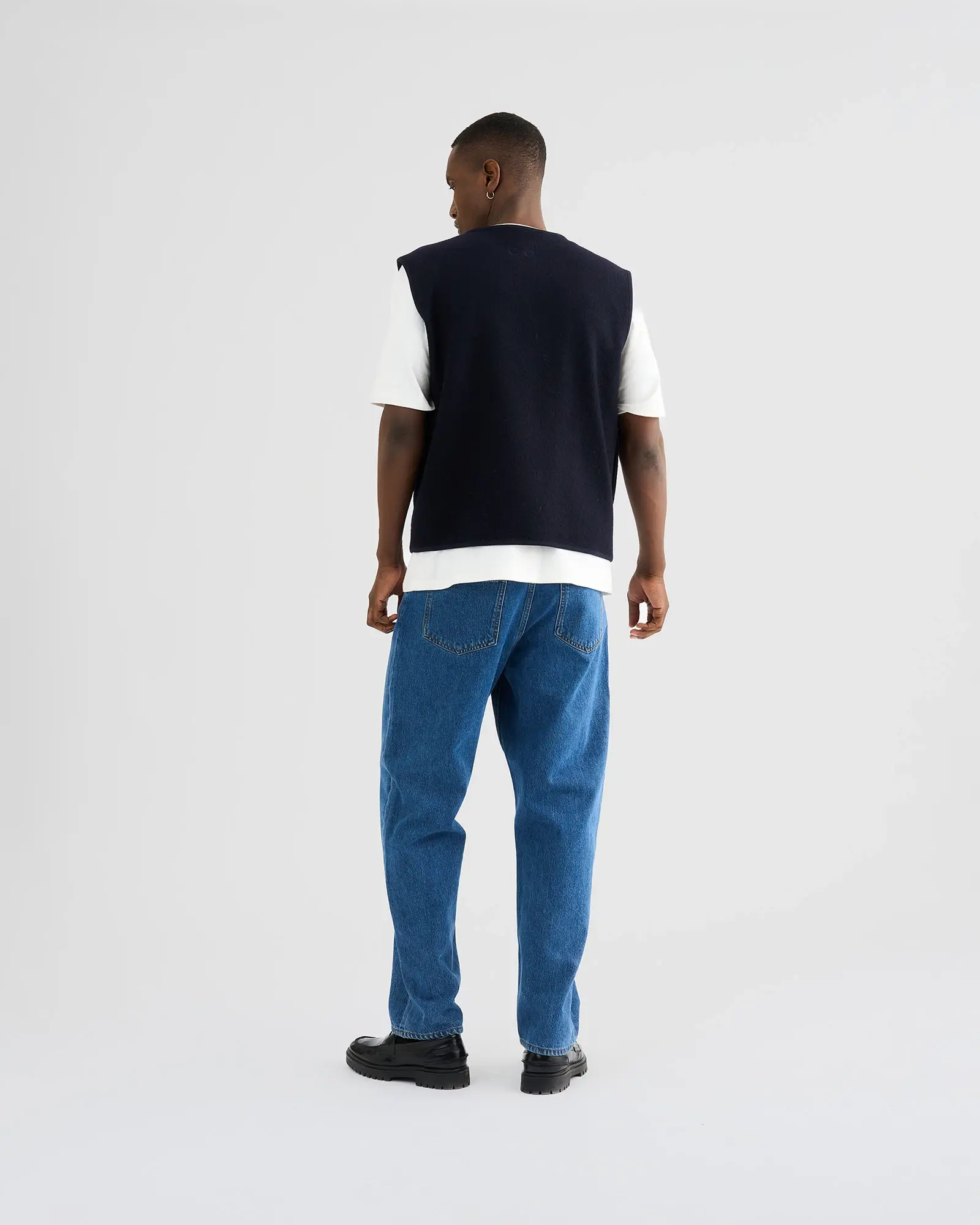Resterods Kian Boiled Wool Vest 49-Navy