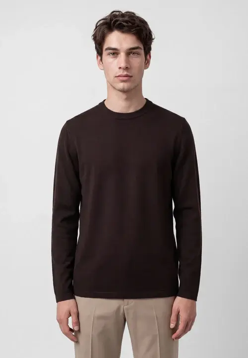 Ciszere Clark Knitted Crew Neck Knit Java Brown