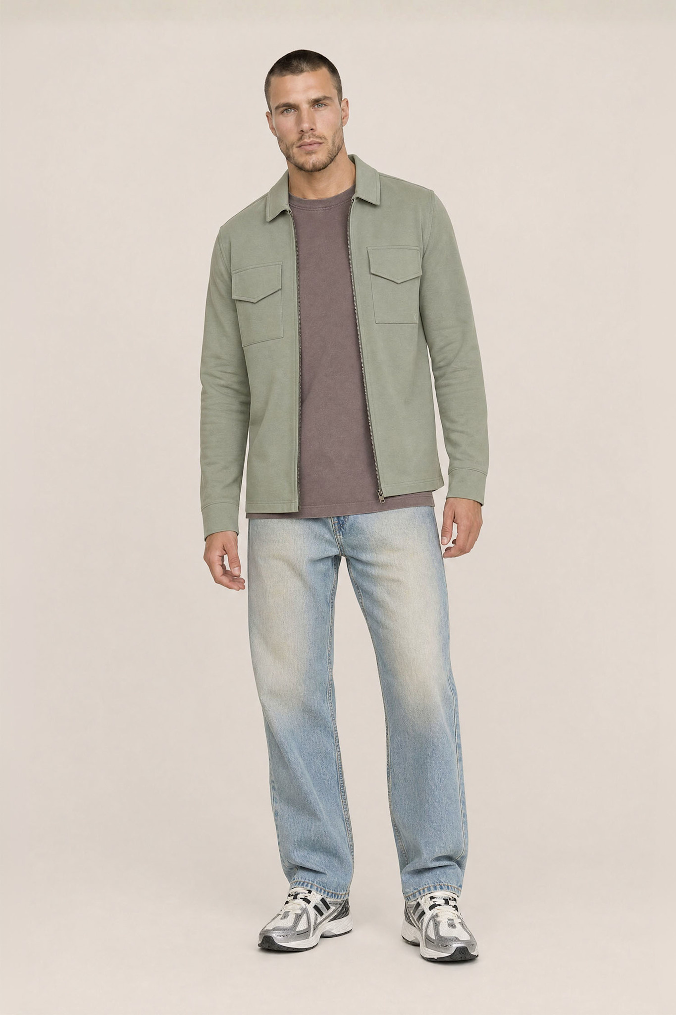 Kultivate Luxury Zip Overshirt Sea Spray