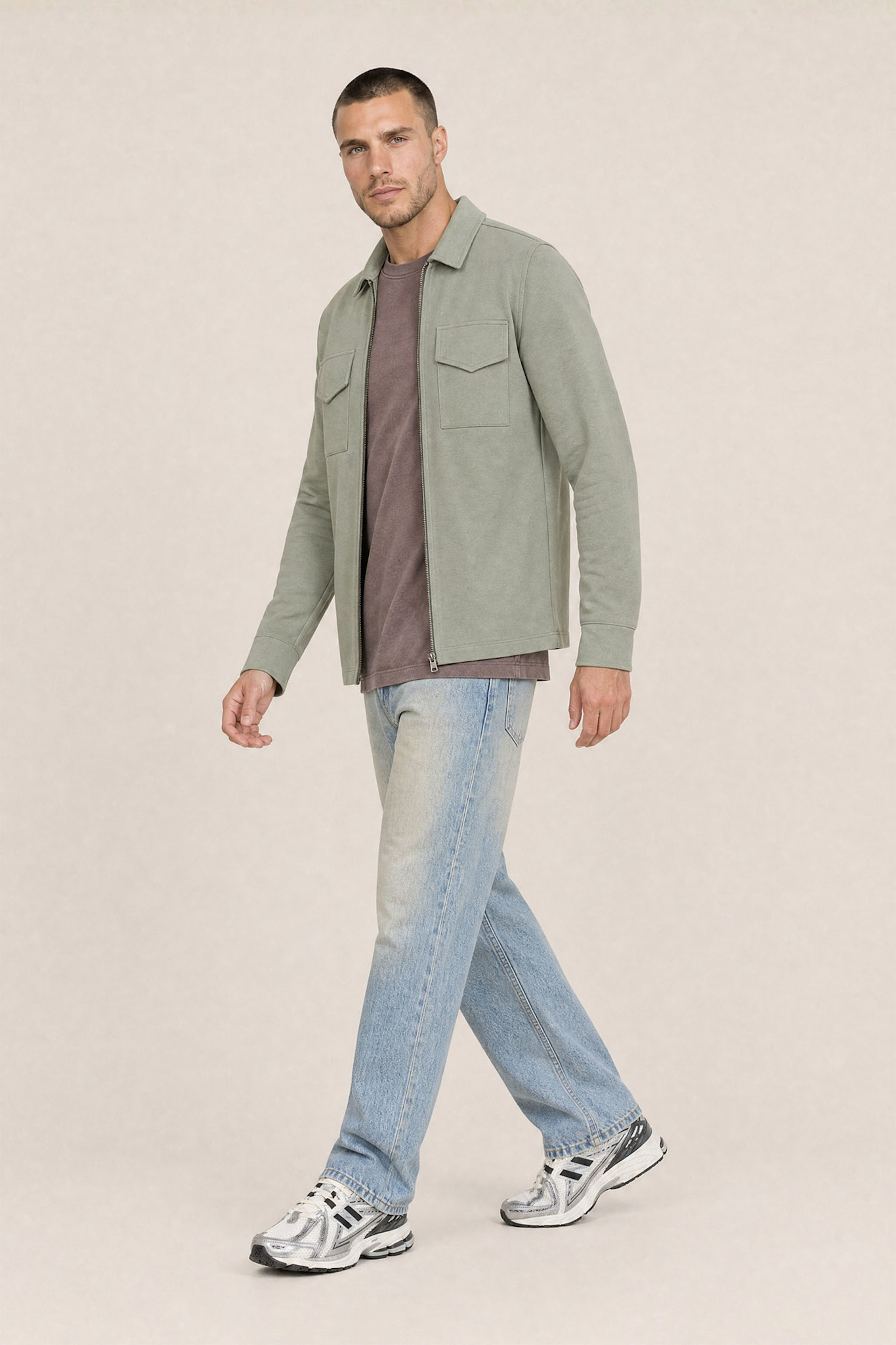 Kultivate Luxury Zip Overshirt Sea Spray