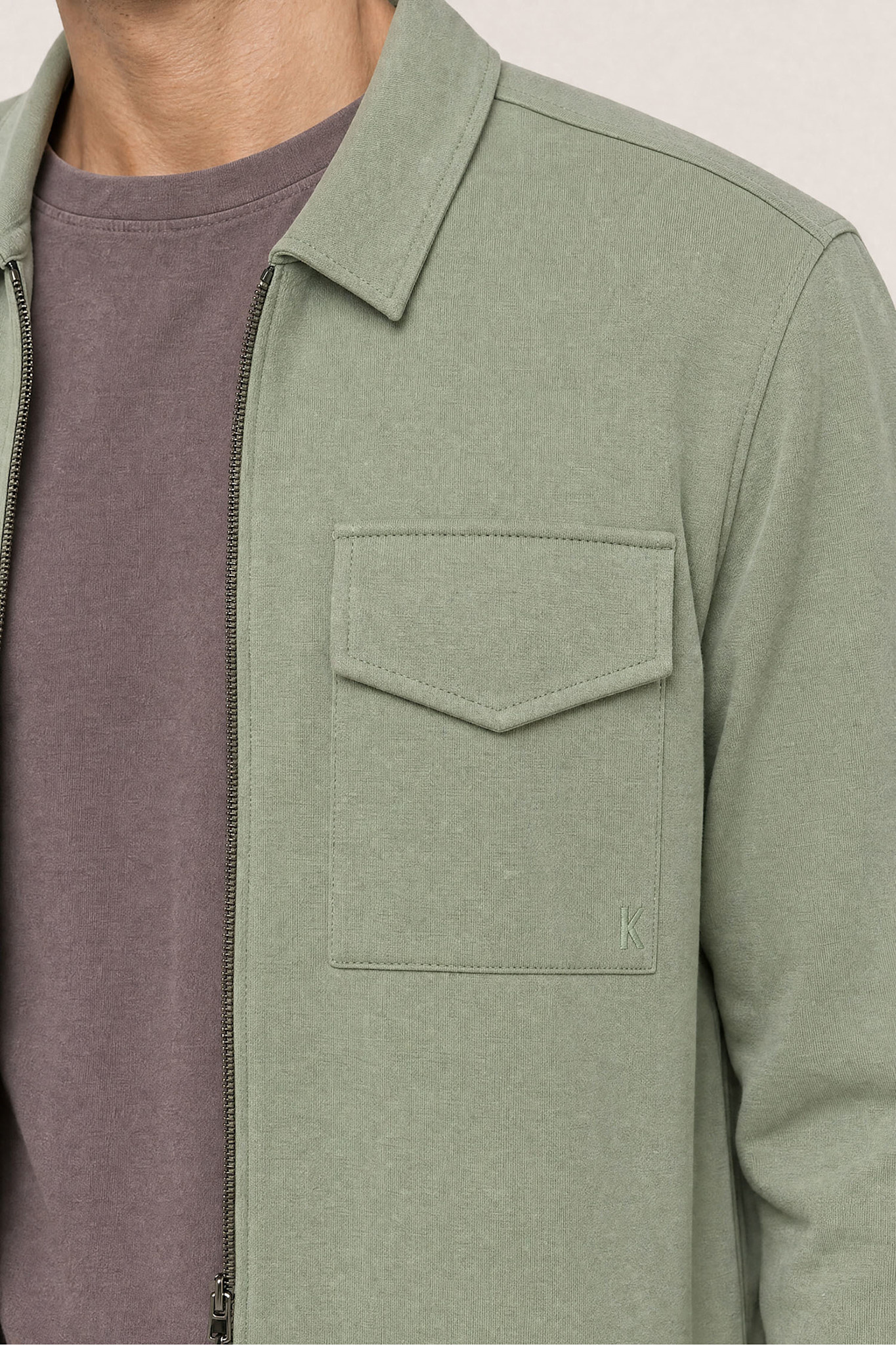 Kultivate Luxury Zip Overshirt Sea Spray