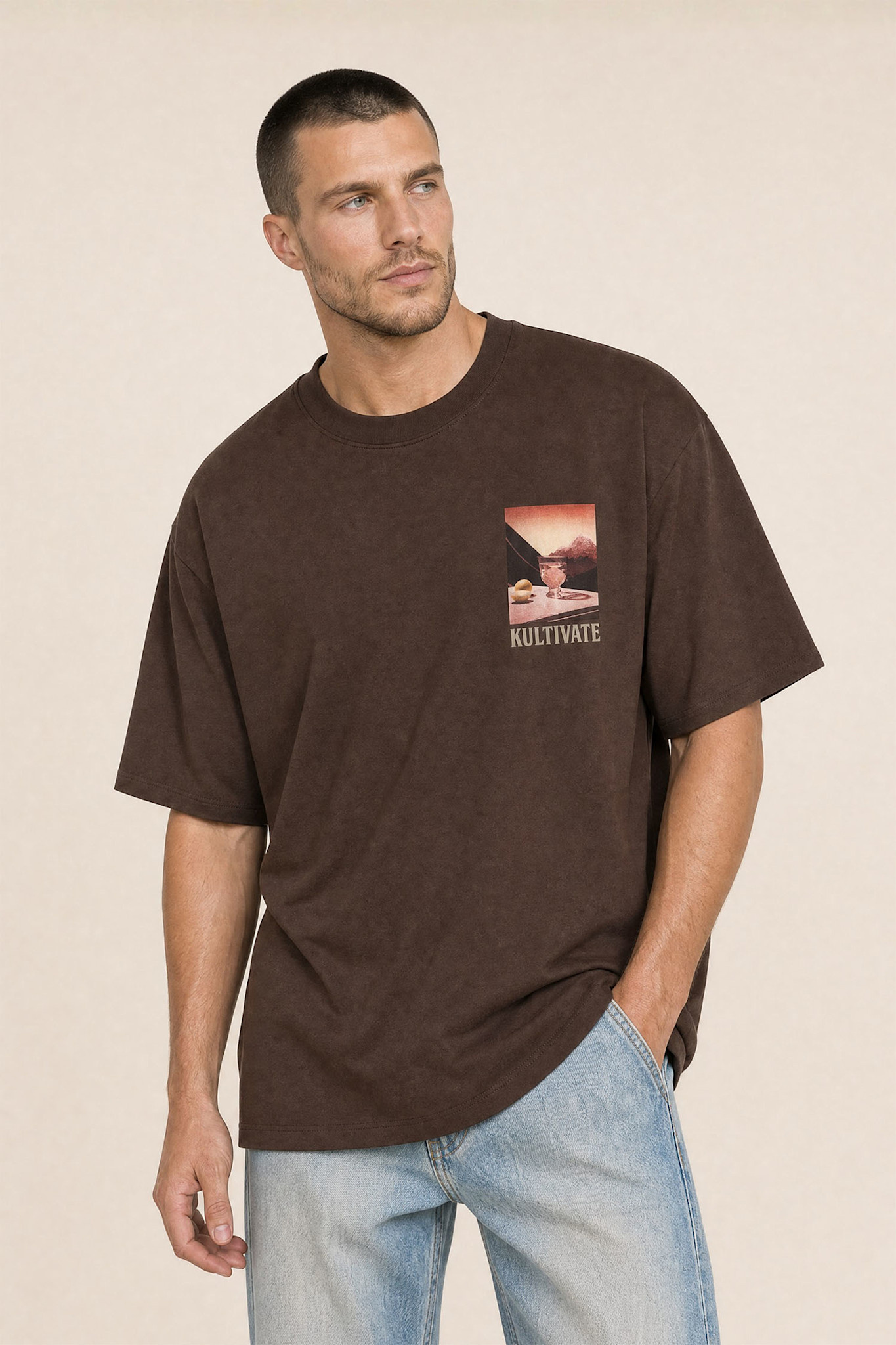 Kultivate Luxury Rocks Tee Chocolate Brown
