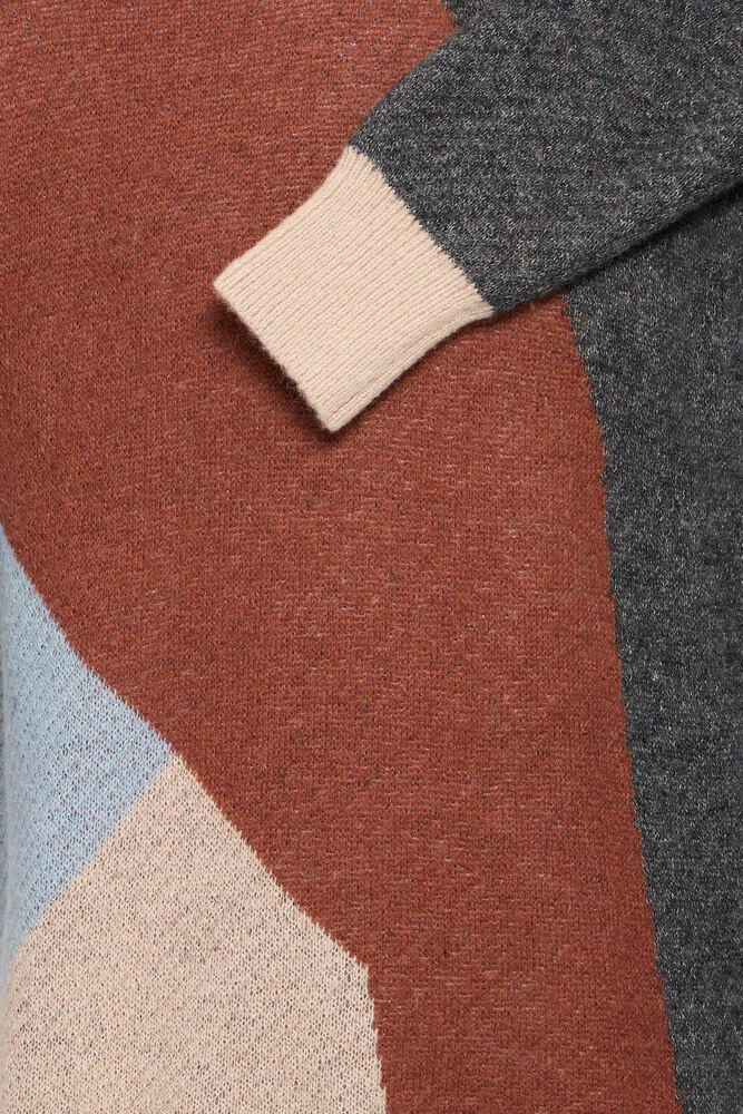Casual Friday 20505594 Noe Geometric Crew Neck Knit 900009819 SImply Taupe