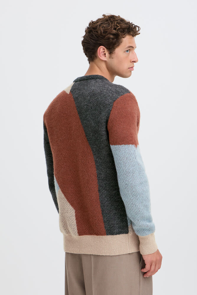 Casual Friday 20505594 Noe Geometric Crew Neck Knit 900009819 SImply Taupe