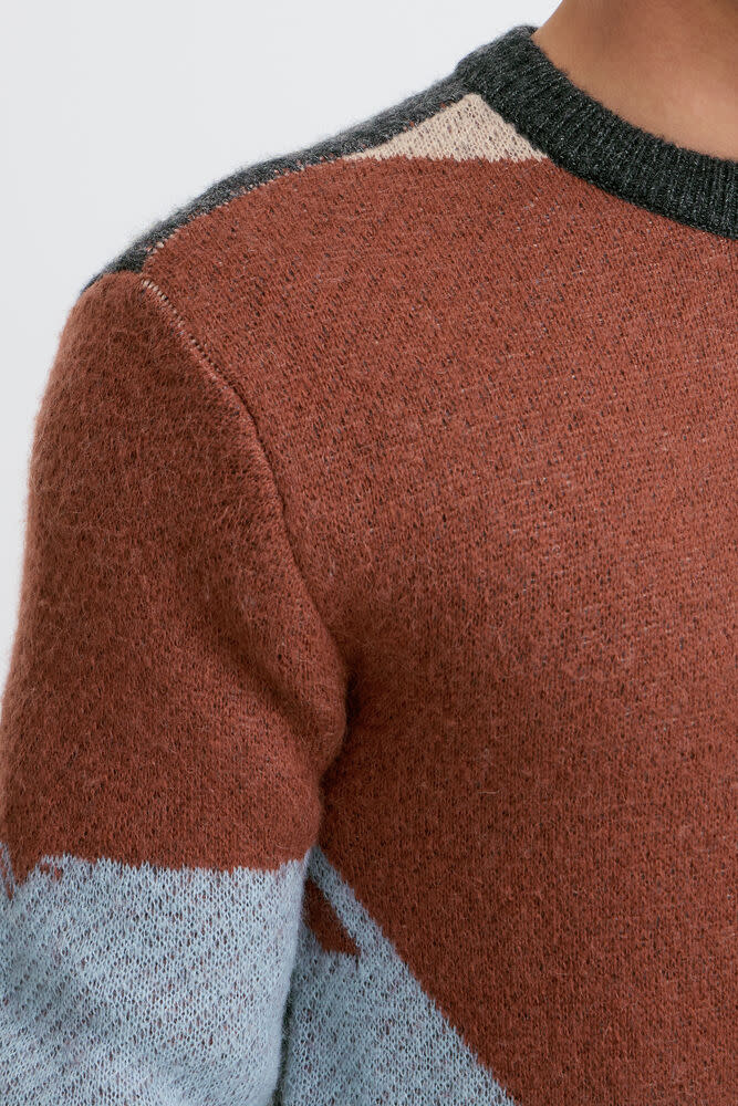 Casual Friday 20505594 Noe Geometric Crew Neck Knit 900009819 SImply Taupe