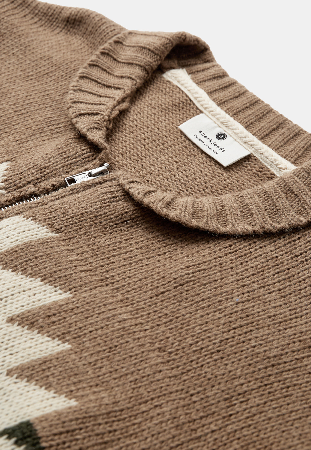 Anerkjendt Sinus Jacquard Zip Cardigan 902597 Ermine
