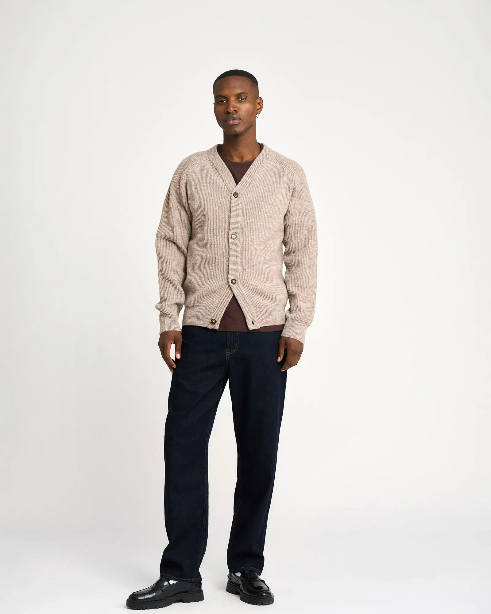 Resterods Kyle Cardigan Knit 85-Sand