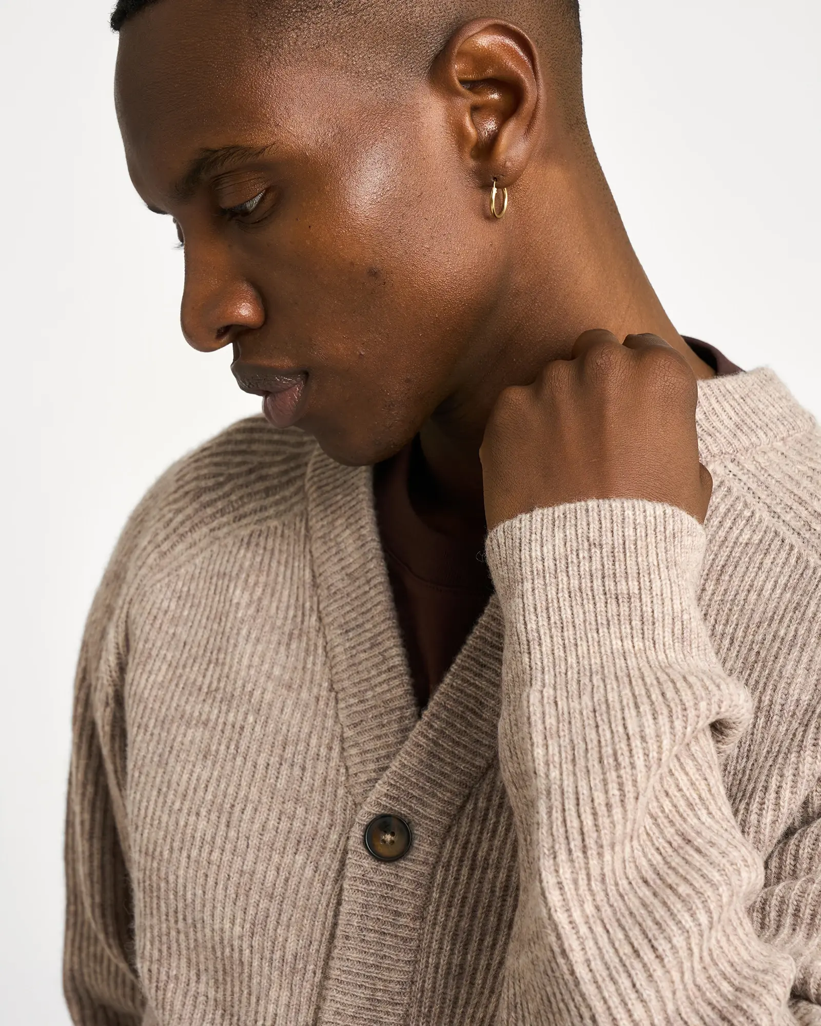 Resterods Kyle Cardigan Knit 85-Sand