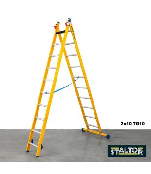 Staltor kunststof glasvezel ladder 2x10 sporten met stabilisatiebalk
