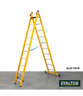 Staltor kunststof glasvezel ladder 2x14 sporten met stabilisatiebalk