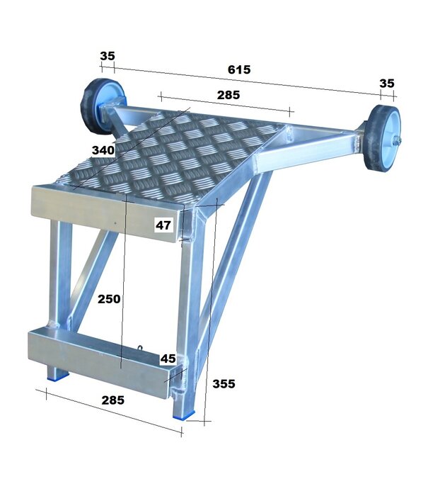 ASC Ladder wandafstandshouder aluminium met traanplaat