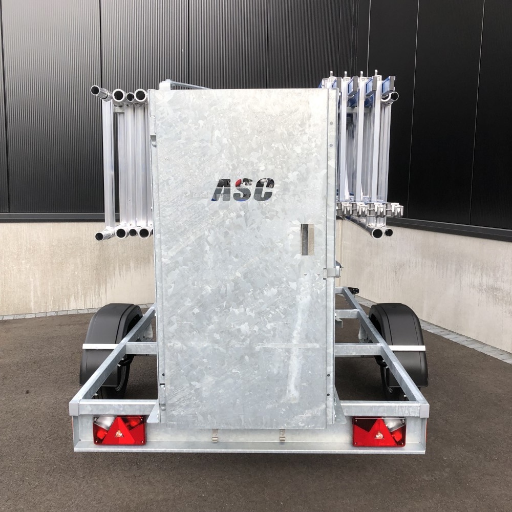 ASC Échafaudage roulant MDS 0,75 x 2,50 x 10 m + remorque fermable