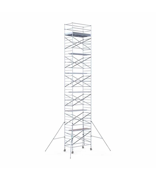 Échafaudage roulant 1,35 x 2,50  x 14 m + remorque