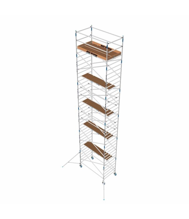 ASC ASC échafaudage roulant 1,35 x 2,50 HT 12 m + remorque