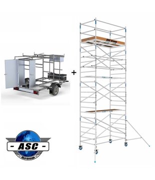 ASC rolsteiger 1,35 x 2,50 x 8 m + afsluitbare aanhanger