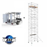 ASC échafaudage roulant 1,35 x 2,50 x 12 m + remorque fermable