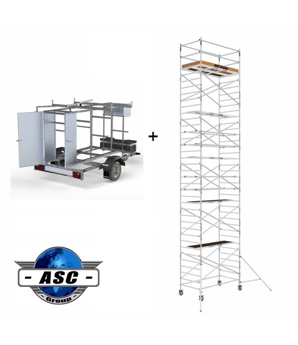 ASC ASC rolsteiger 1,35 x 2,50 x 12 m + afsluitbare aanhanger