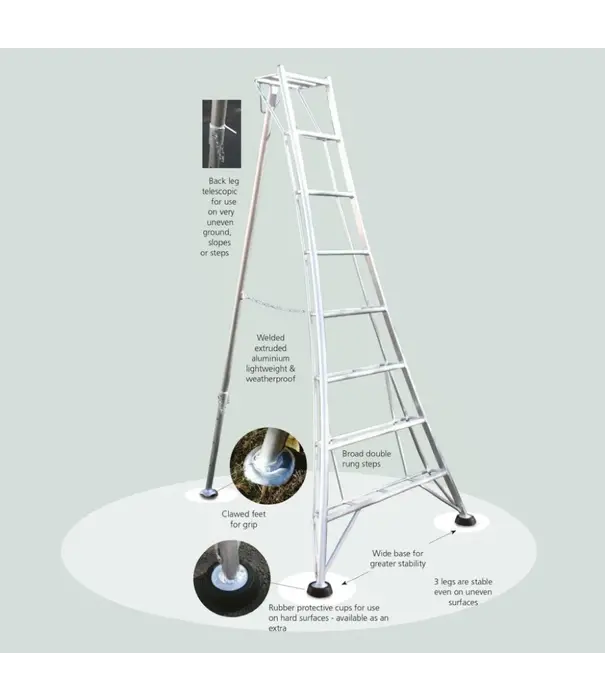 Hendon tripod ladders Vultur 3-Holm-Gartenleiter 180 cm mit 1 Holm verstellbar