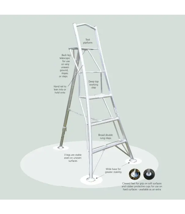 Hendon Vultur Gartenleiter 180 cm mit Plattform und 1 Holm verstellbar